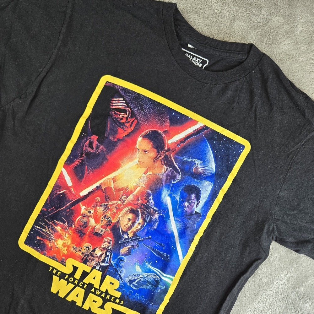 Star Wars Galaxy Premiere Shirt Mens Large Black The Force Awakens Tee Movie